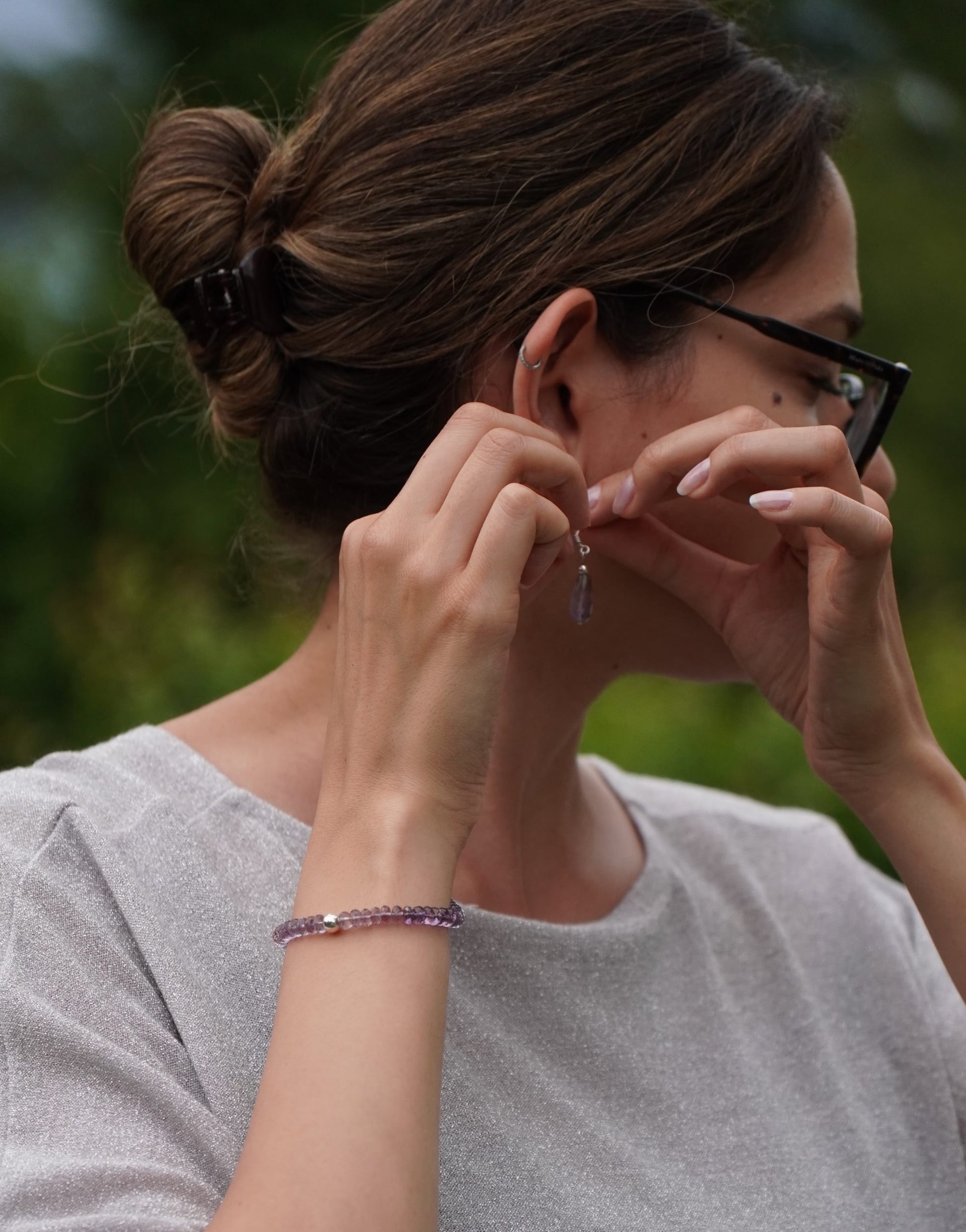 Amethyst Silver Degraded Bracelet