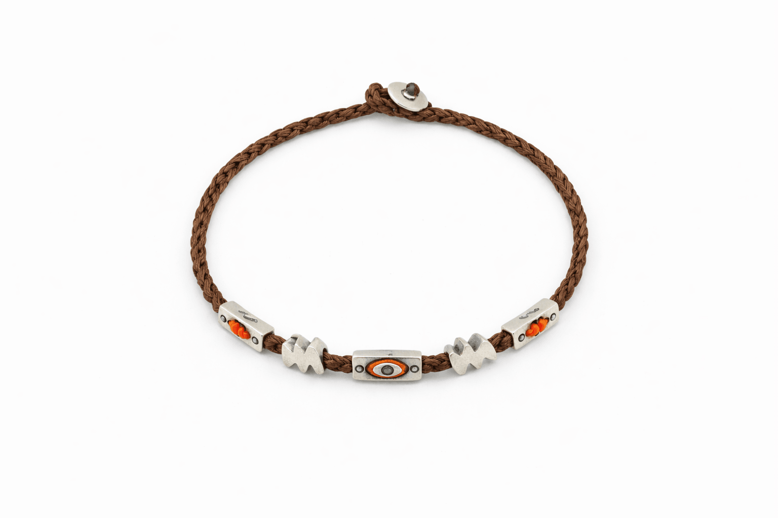 Handmade Rope Silver Bracelet in Brown