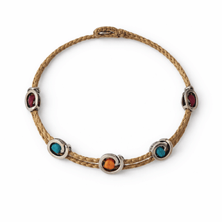 Olive Green Rope Bracelet with Silver charms