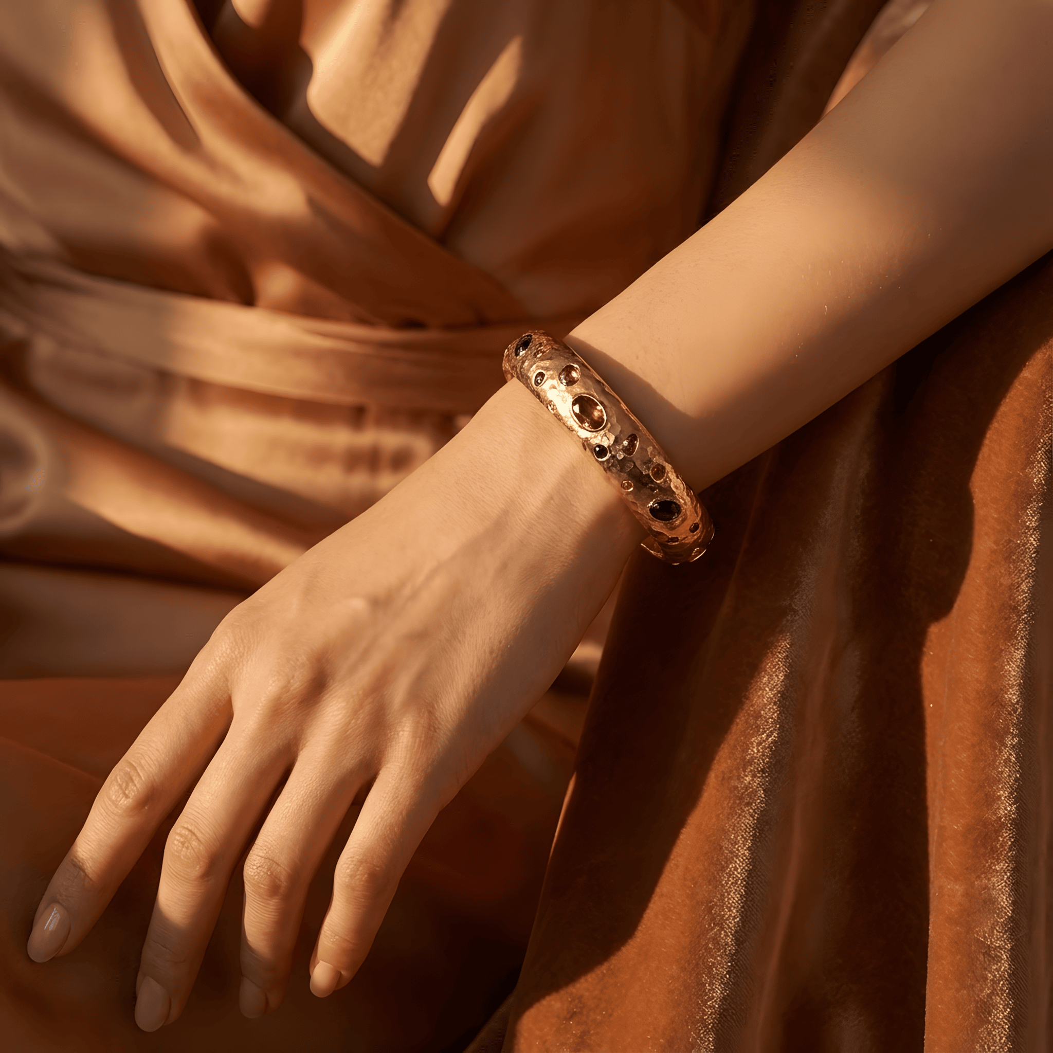 Gold plated gemstone bangle